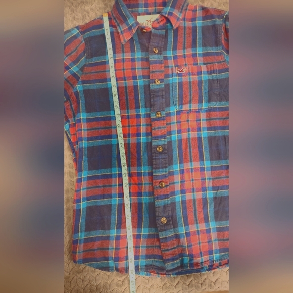 🍁Hollister long sleeve flannel button up/down shirt. Women's size Medium. Plaid - Picture 8 of 8